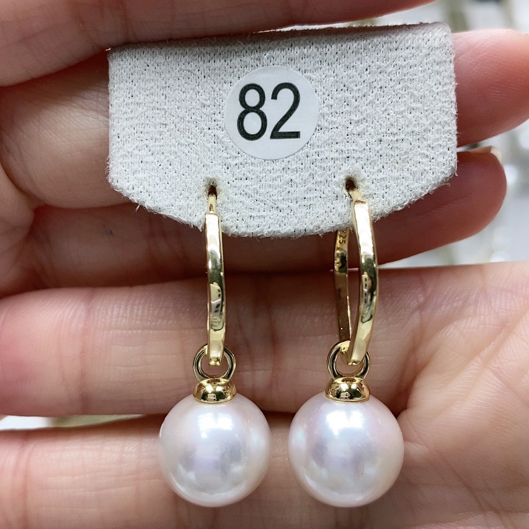淡水珍珠耳饰银S925镀金镶嵌