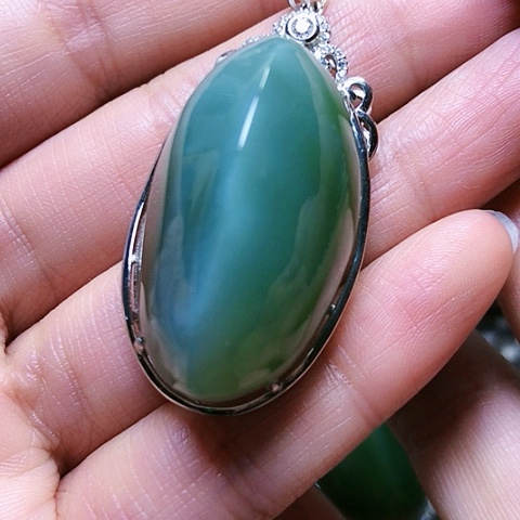 和田玉戒指银S925镶嵌