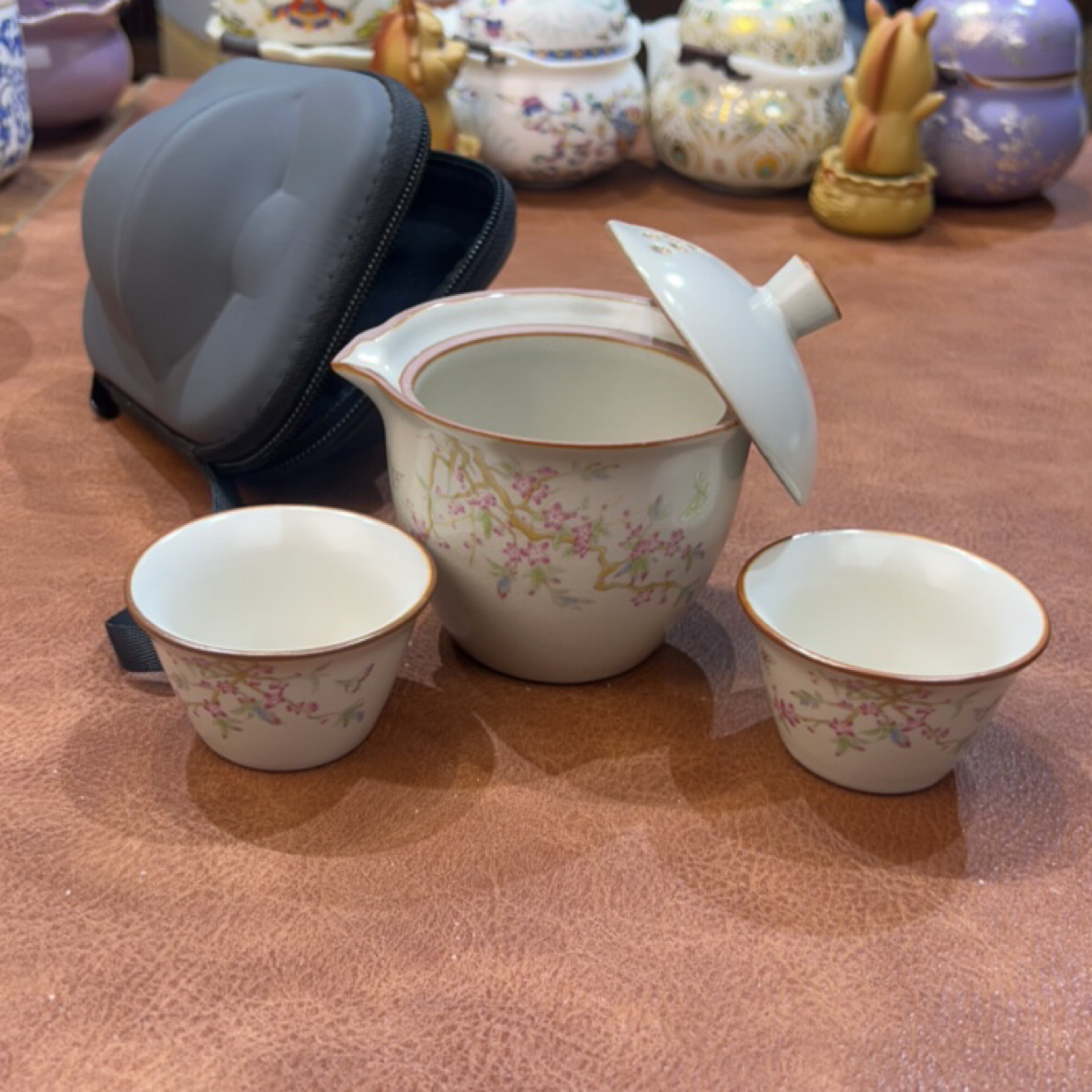 193一壶两杯会开片旅行茶具紫藤花