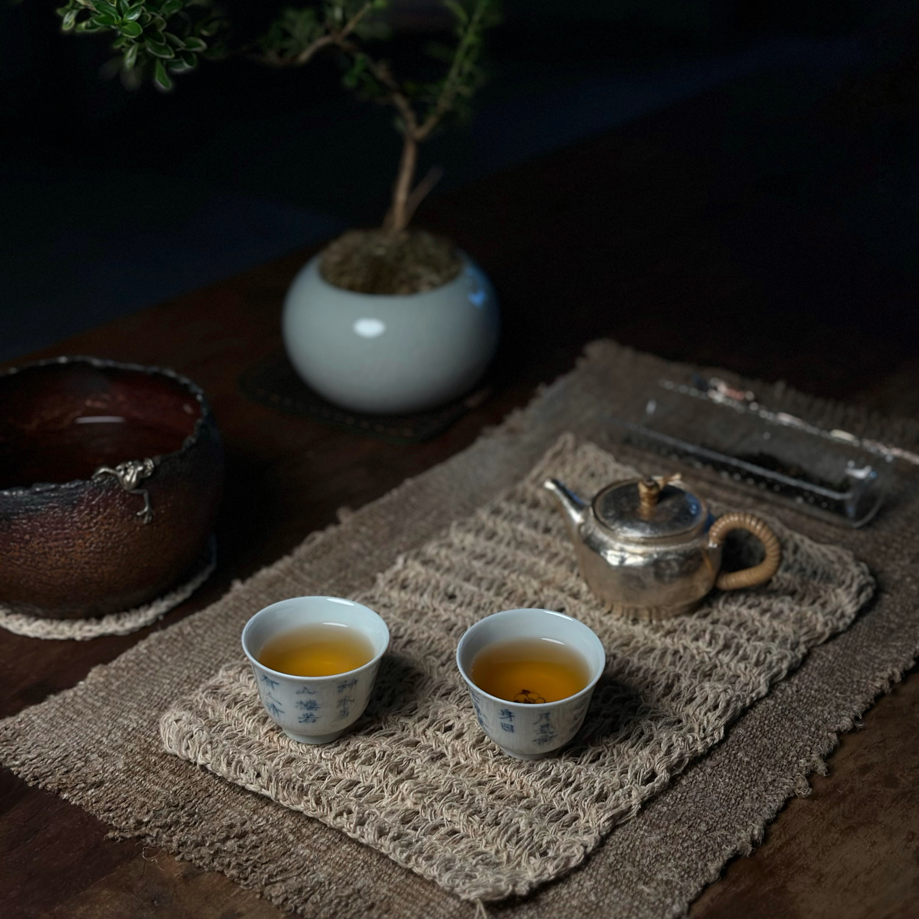 熙熙手作｜手捻线老火麻钩织茶席杯垫家用简约陶瓷