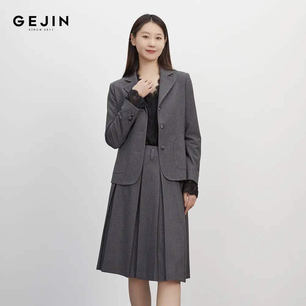 GEJIN/歌锦时尚新款通勤风H型高腰系扣半身裙93325904562