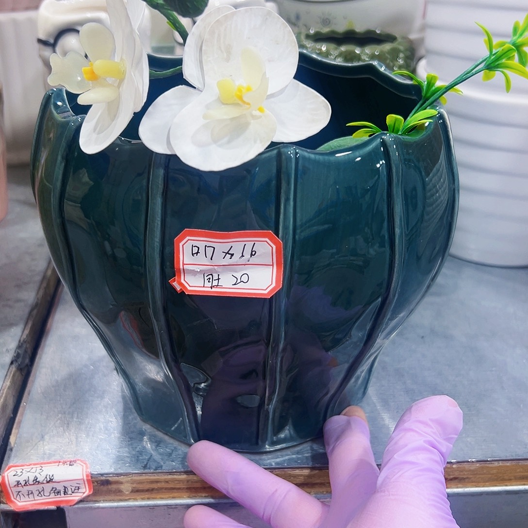 有孔外贸尾单陶瓷花盆凑单10米包邮