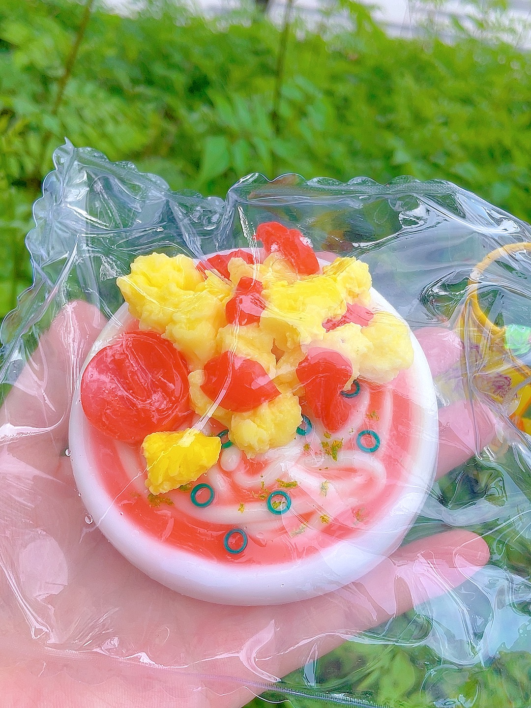 西红柿鸡蛋面捏捏乐食品级硅胶DIY玩具纯手工制作解压慢回弹摆件