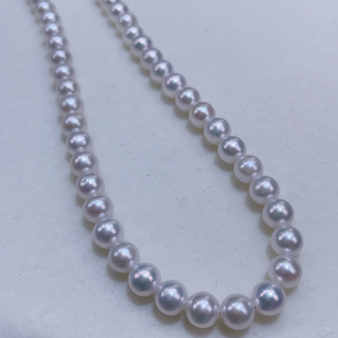 淡水珍珠银S925镶嵌颈饰6/7特亮冷啊白透亮灯泡光