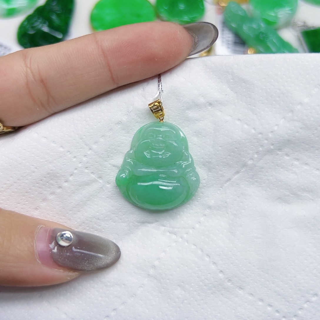 翡翠颈饰18K金镶嵌天然Ａ货翡翠