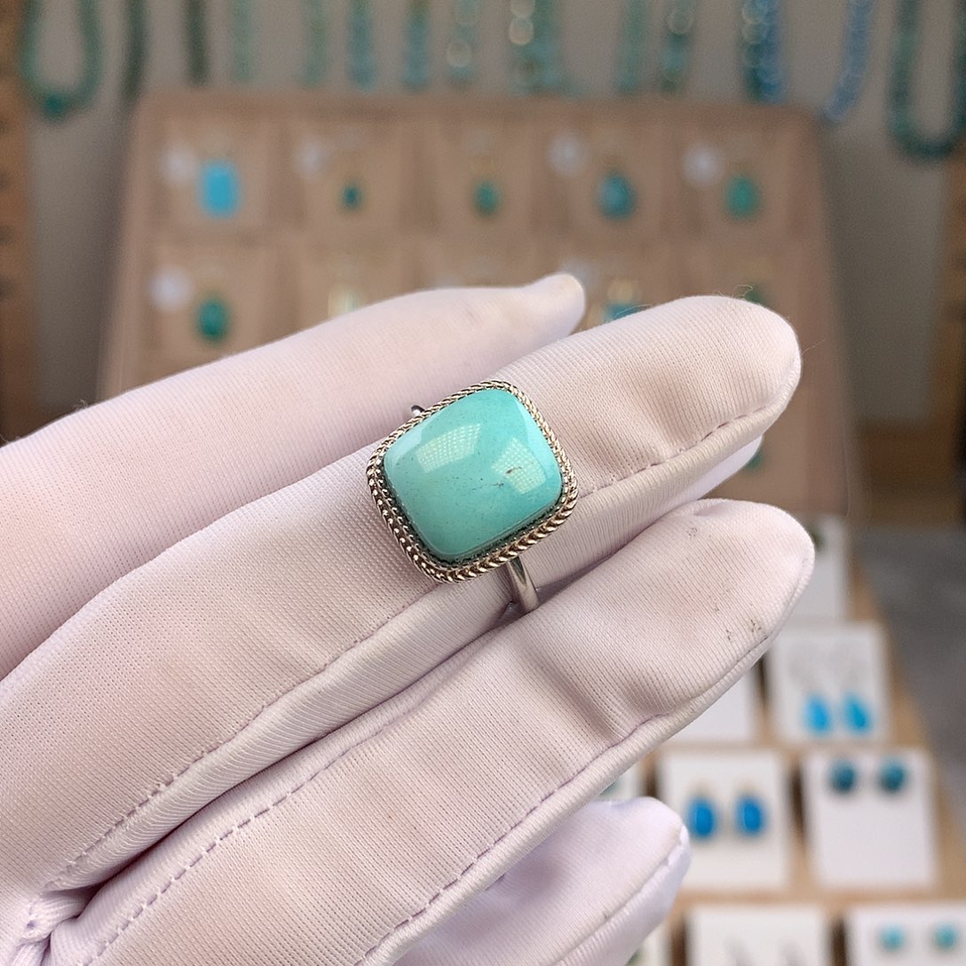 绿松石银S925镶嵌戒指