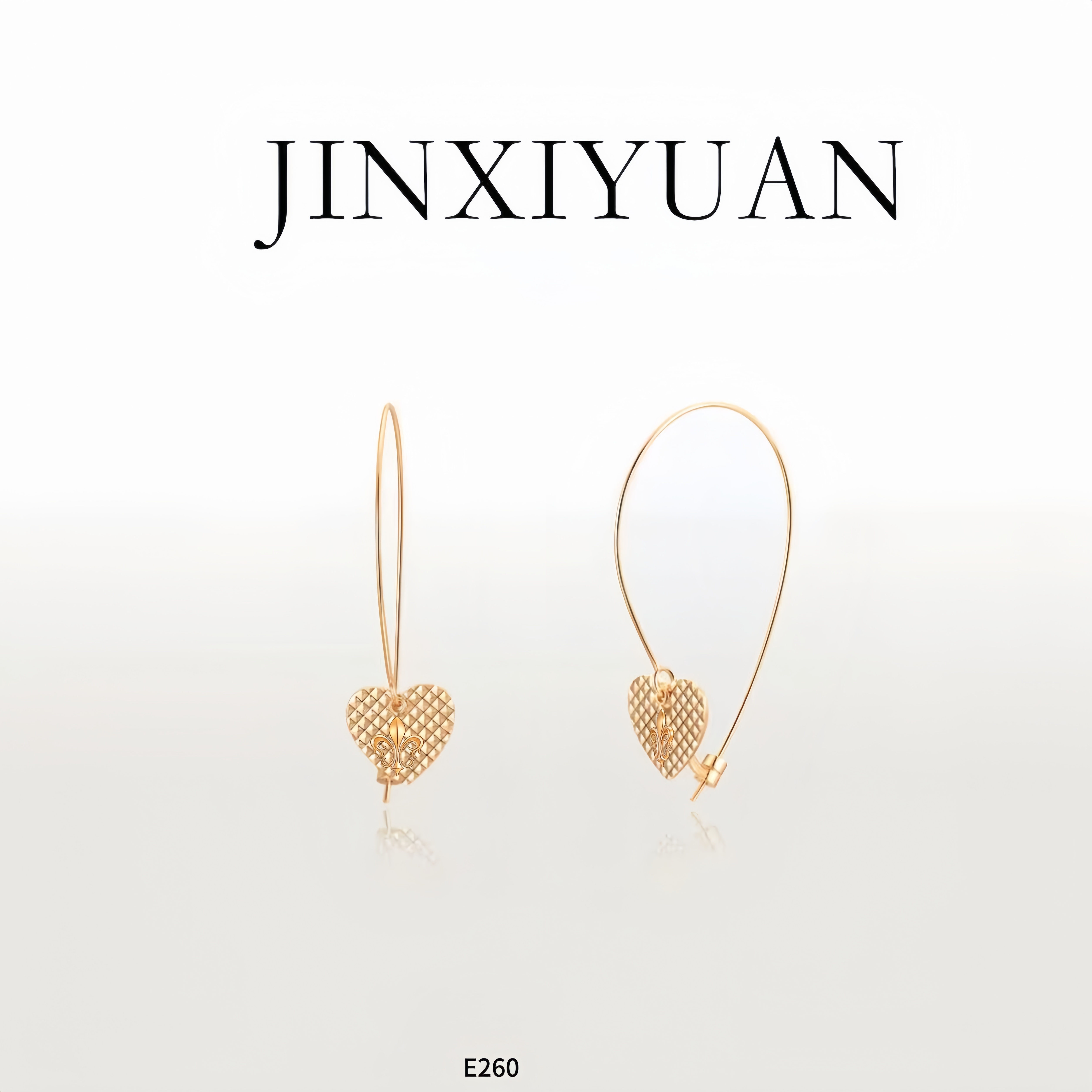 铜合金耳饰 JINXIYUAN/瑾熙媛法式气质高级感爱心标签耳环 E260
