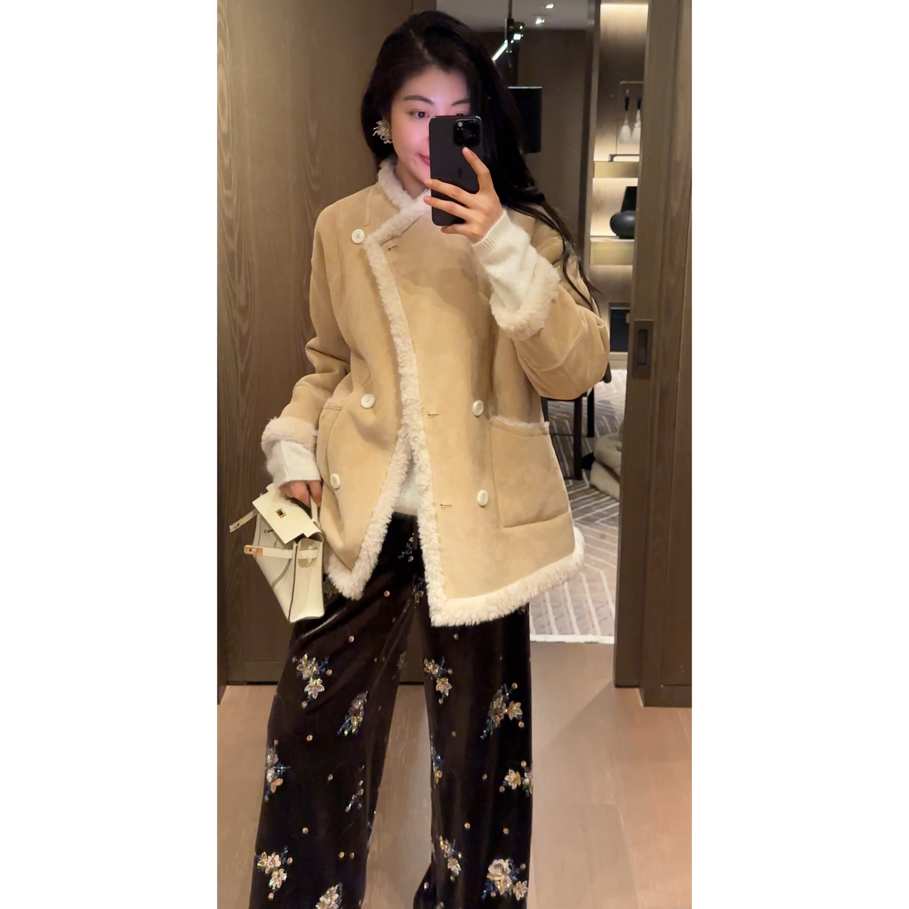 【N·COU】25冬新款【抗风外套】双面穿100羊毛短外套DY11063