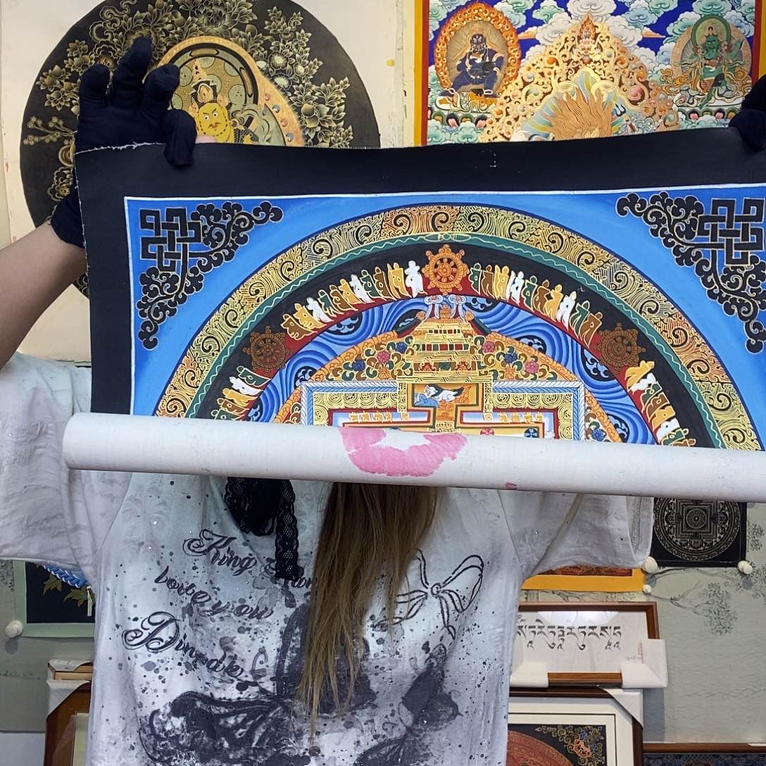卷轴画纯手绘唐卡坛城50厘米左右