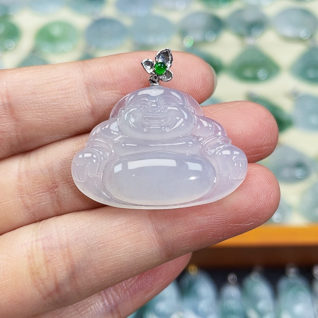 翡翠颈饰18K金镶嵌吊坠