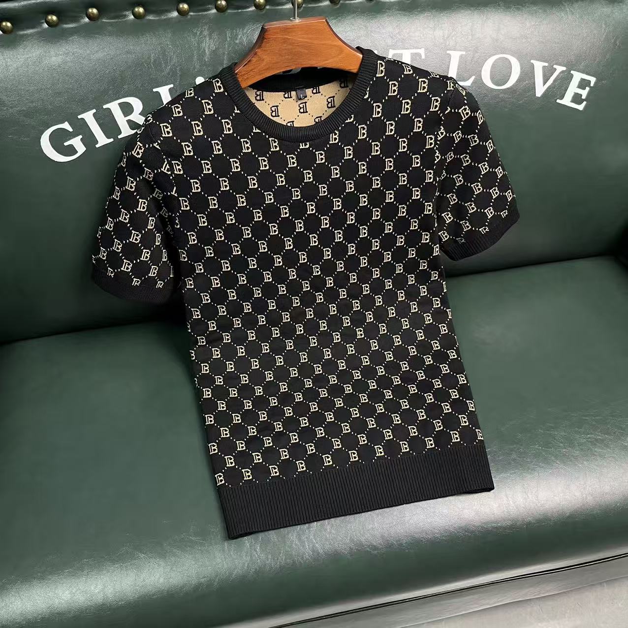 胖可潮品大码男装短袖毛衣圆领套头时尚弹力款胖哥胖弟肥佬针织衫