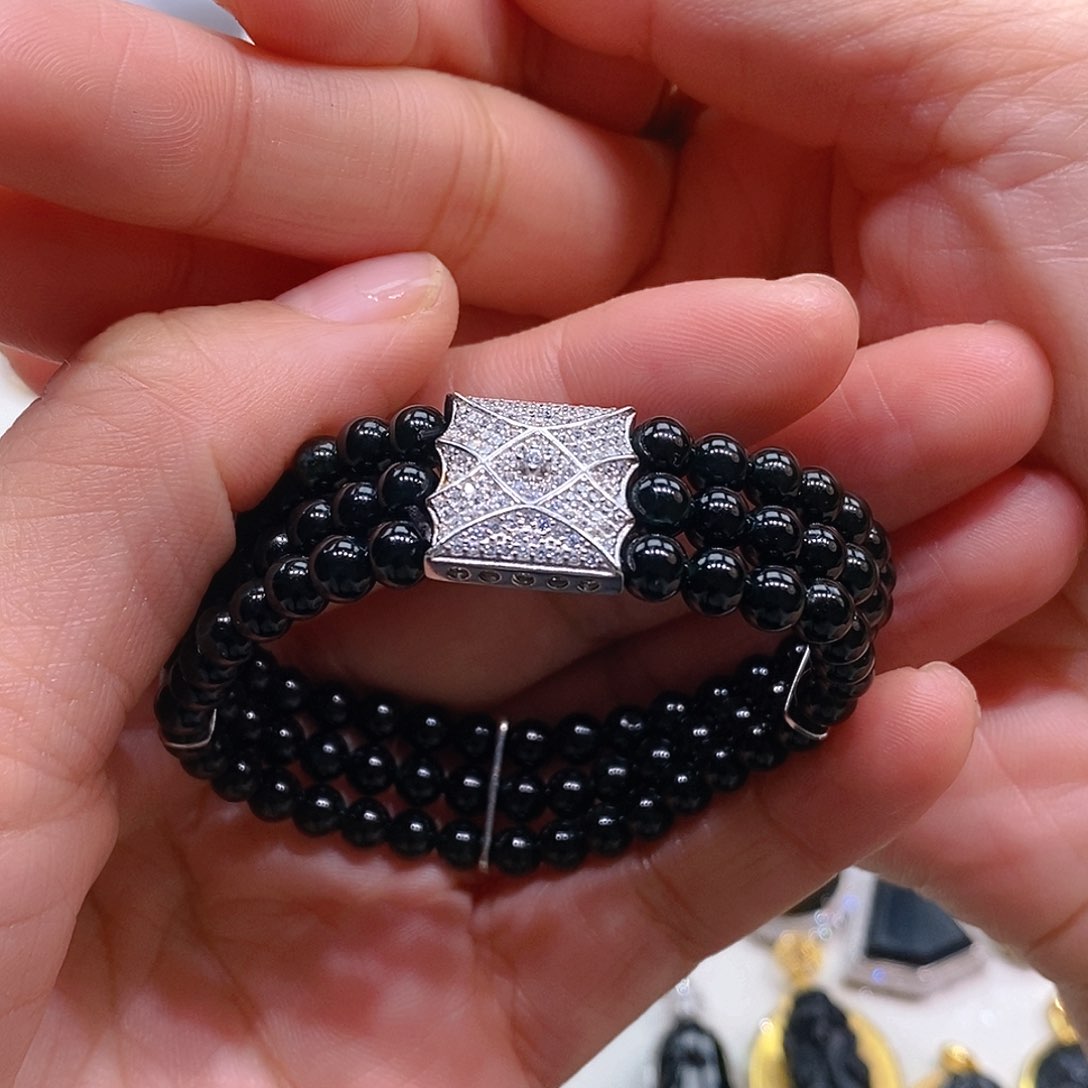 翡翠手链银S925镶嵌丑*