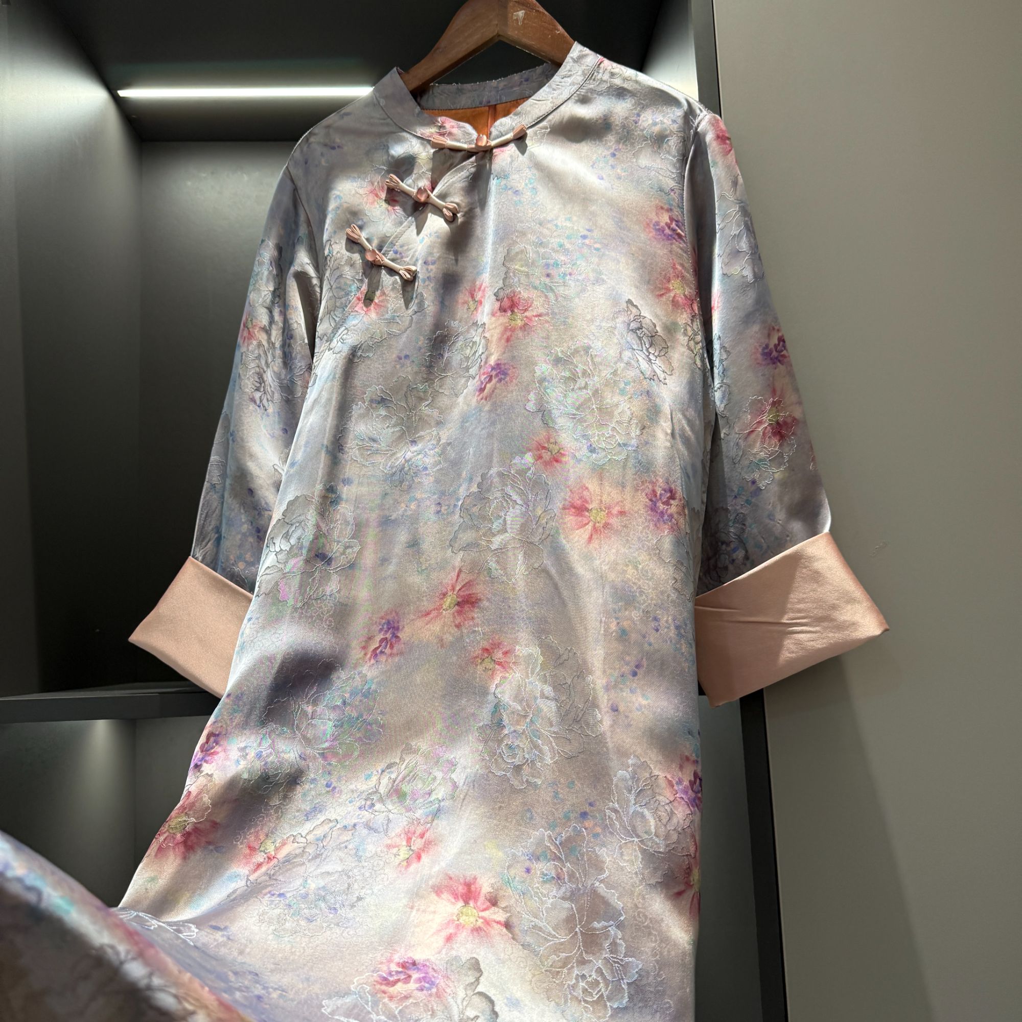 中式连衣裙复古斜襟盘扣传统中长款改良夏季宽松气质连衣裙2863