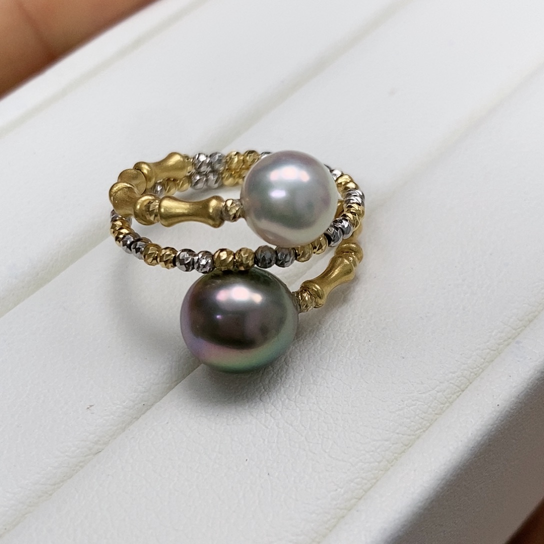 海水珍珠戒圈18K金镶嵌