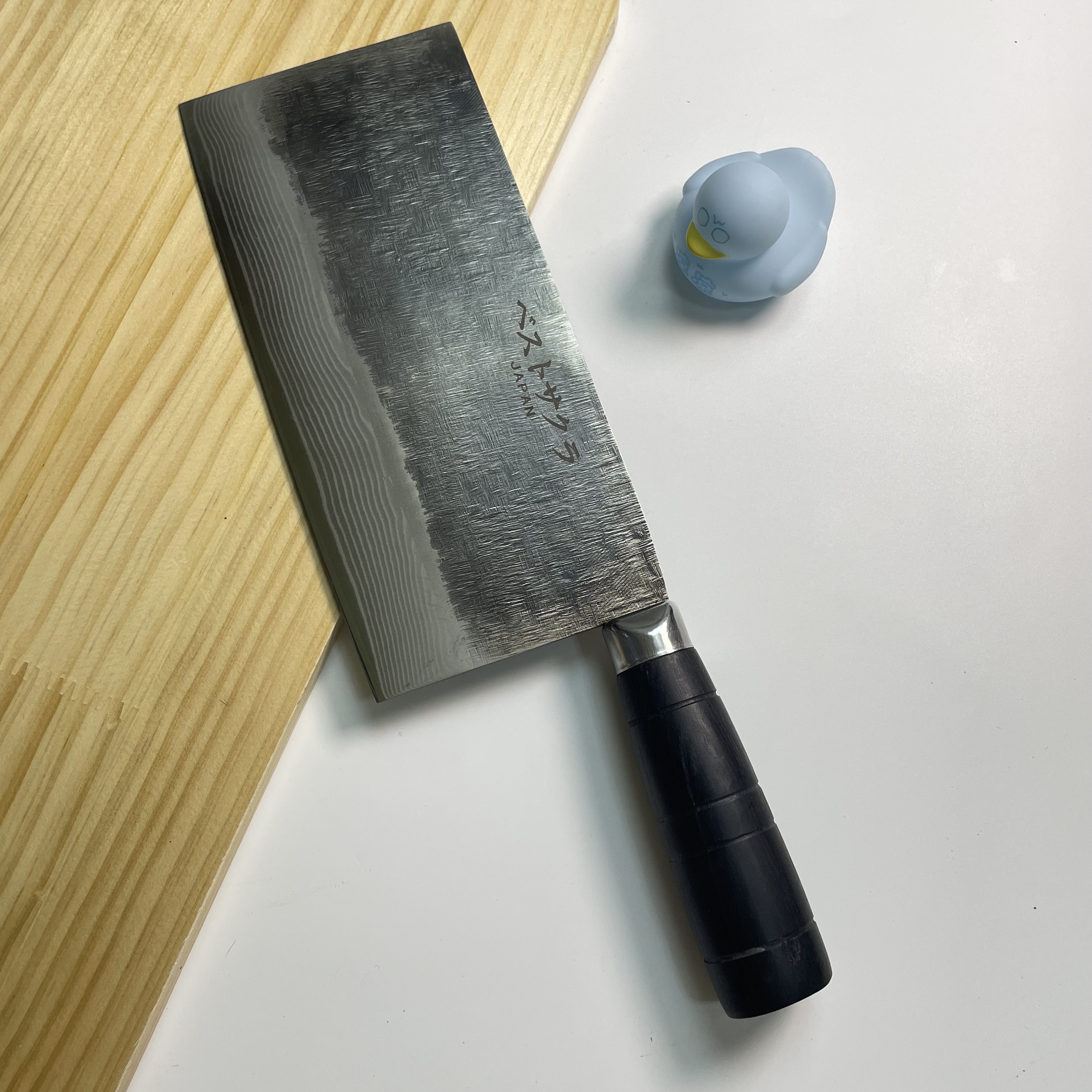 外贸库存尾货 厨房锋利锻打大马士革夹钢切片切菜刀