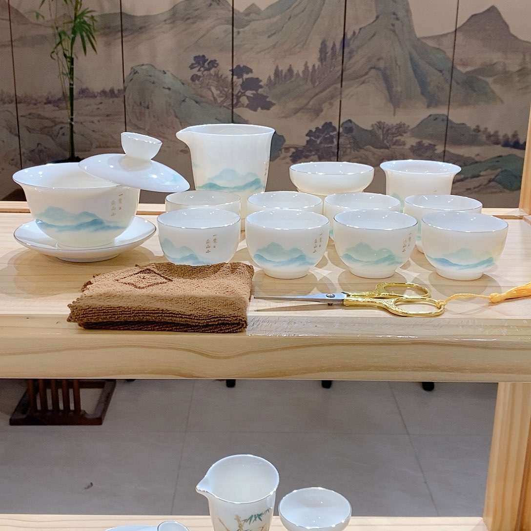 【墨城】羊脂玉瓷一览众山小15头