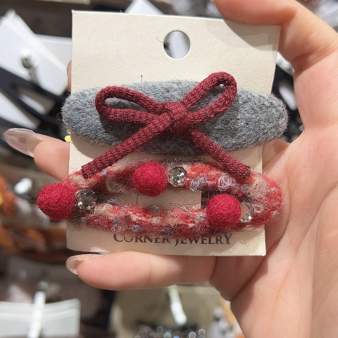 羽毛不锈钢红色球球镂空掰掰夹