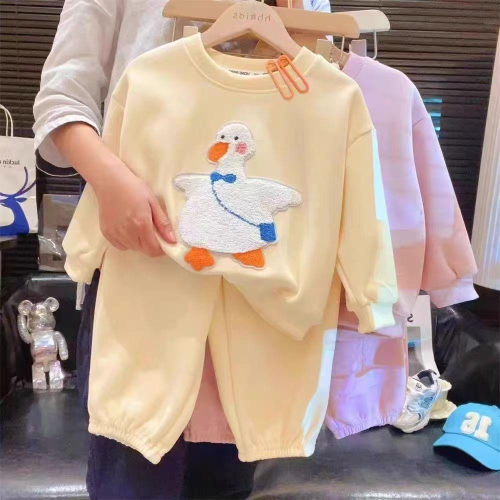 女童卫衣套装春秋季24新款儿童洋气卡通刺绣中小童休闲运动两件套