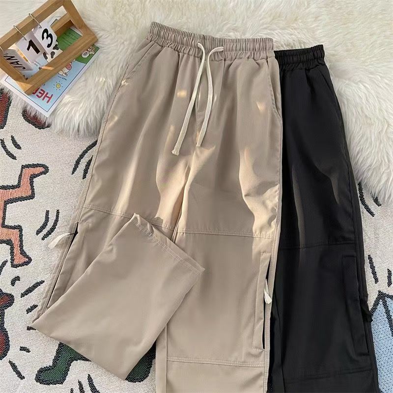 日系古着女士裤子运动直筒休闲百搭夏季宽松潮流港风