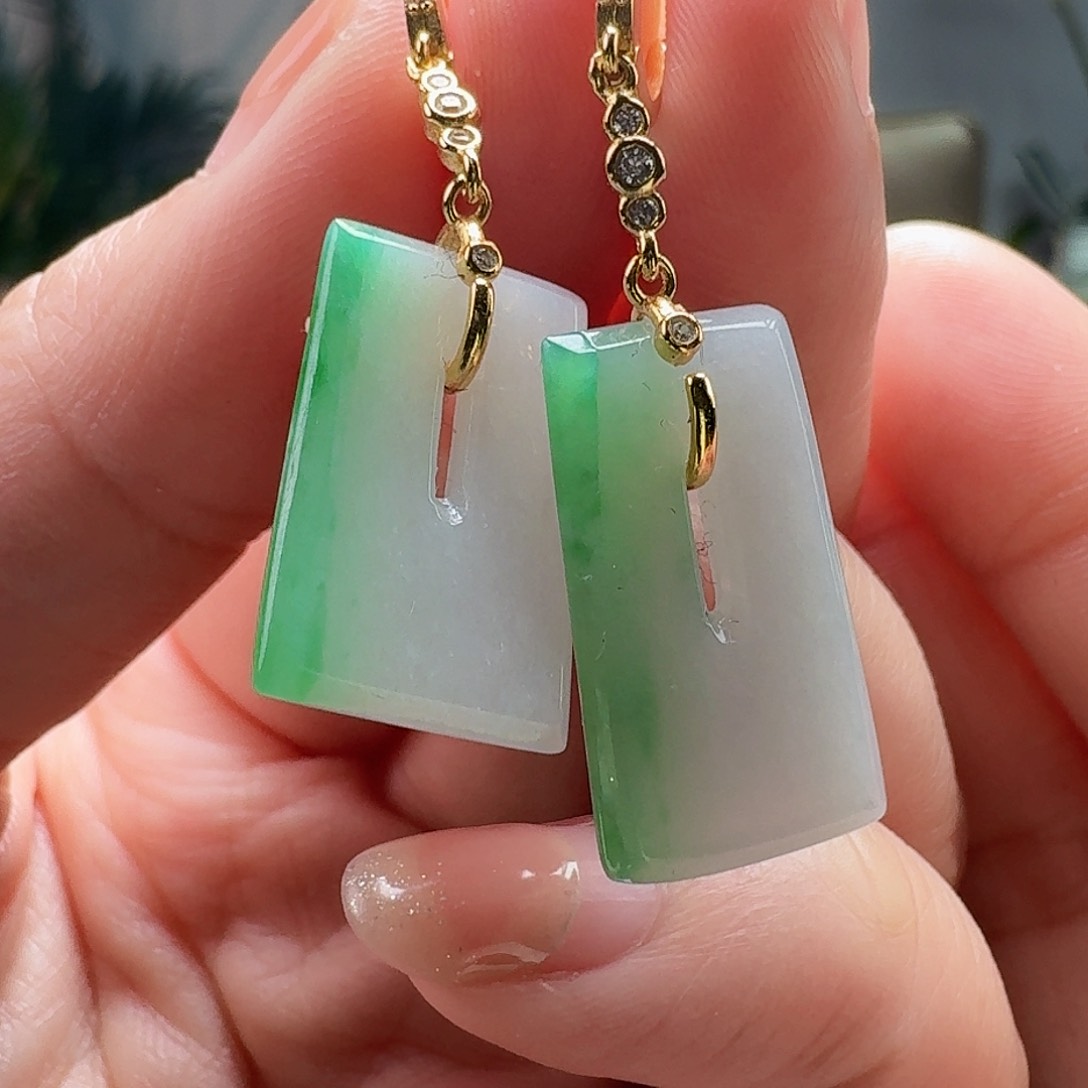 翡翠耳饰银S925镶嵌天然