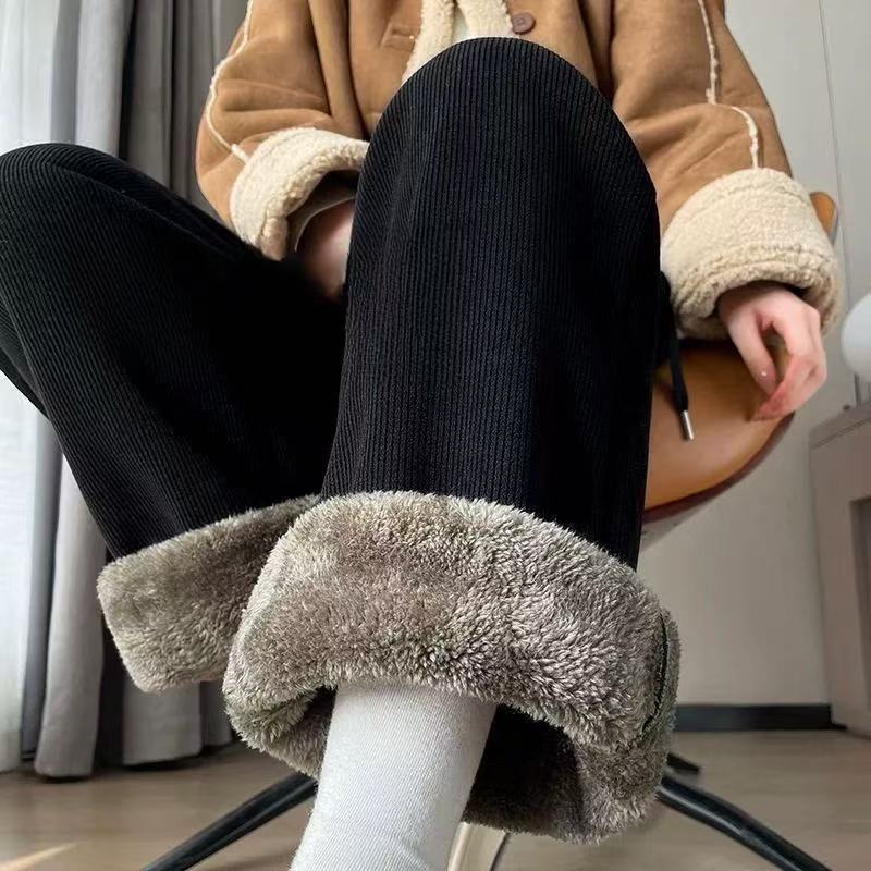 8515款休闲裤阔腿裤雪狐绒秋季欧棉绒纯色秋冬款长裤Y