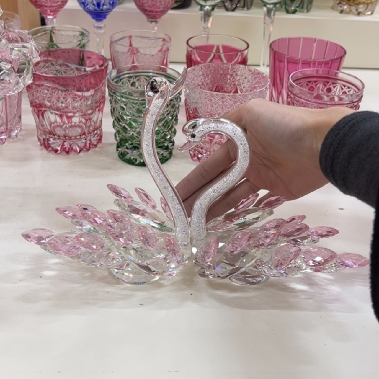 【闪购商品】如图一对水晶天鹅摆件～