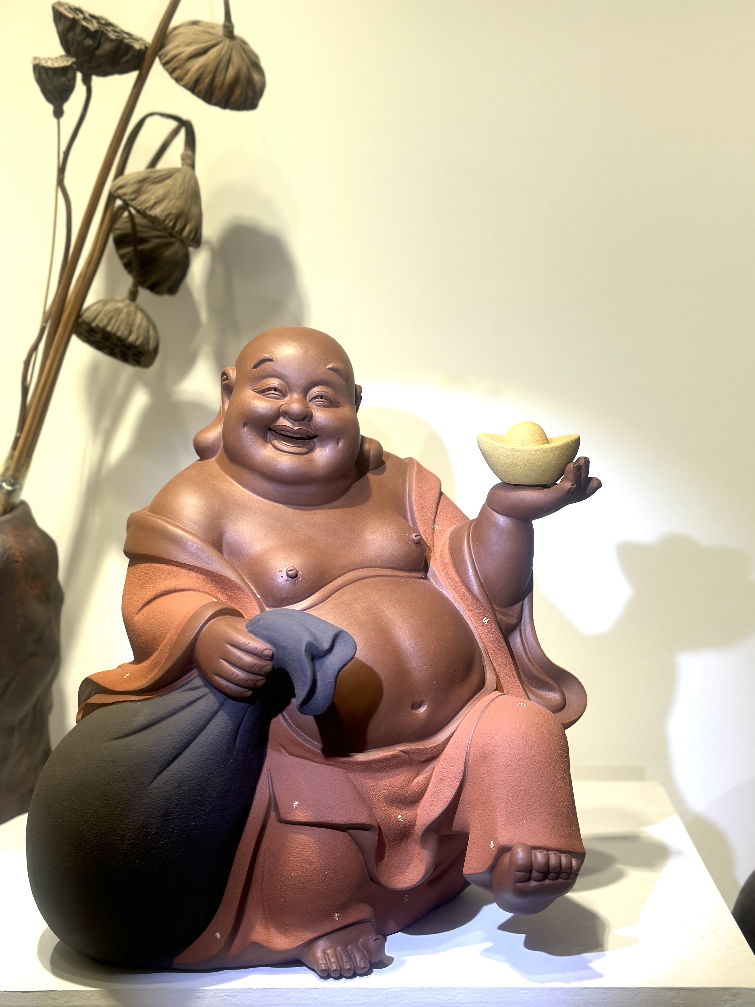 钱袋弥勒 紫砂雕塑摆件