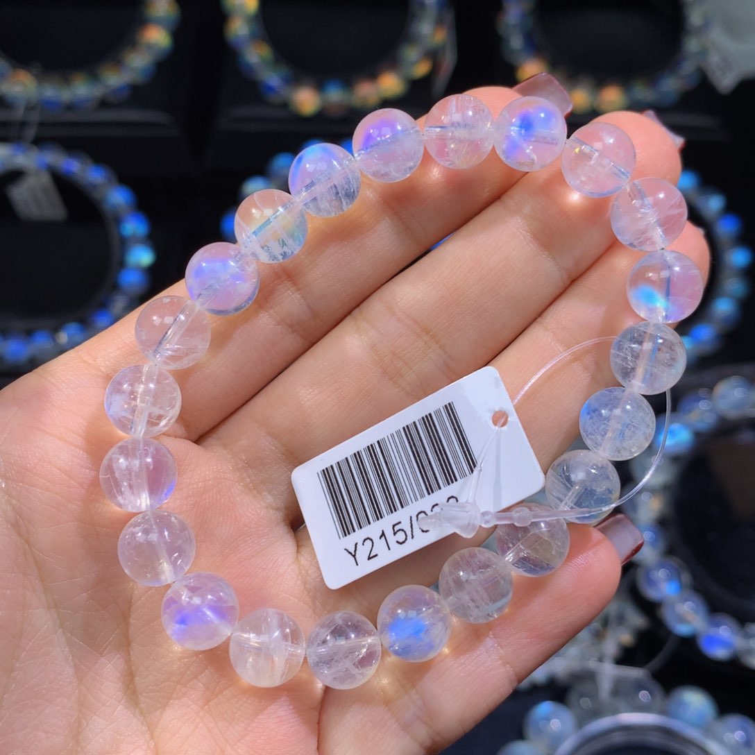 月光石手链未镶嵌Y215/023蓝月光手串8.5mm