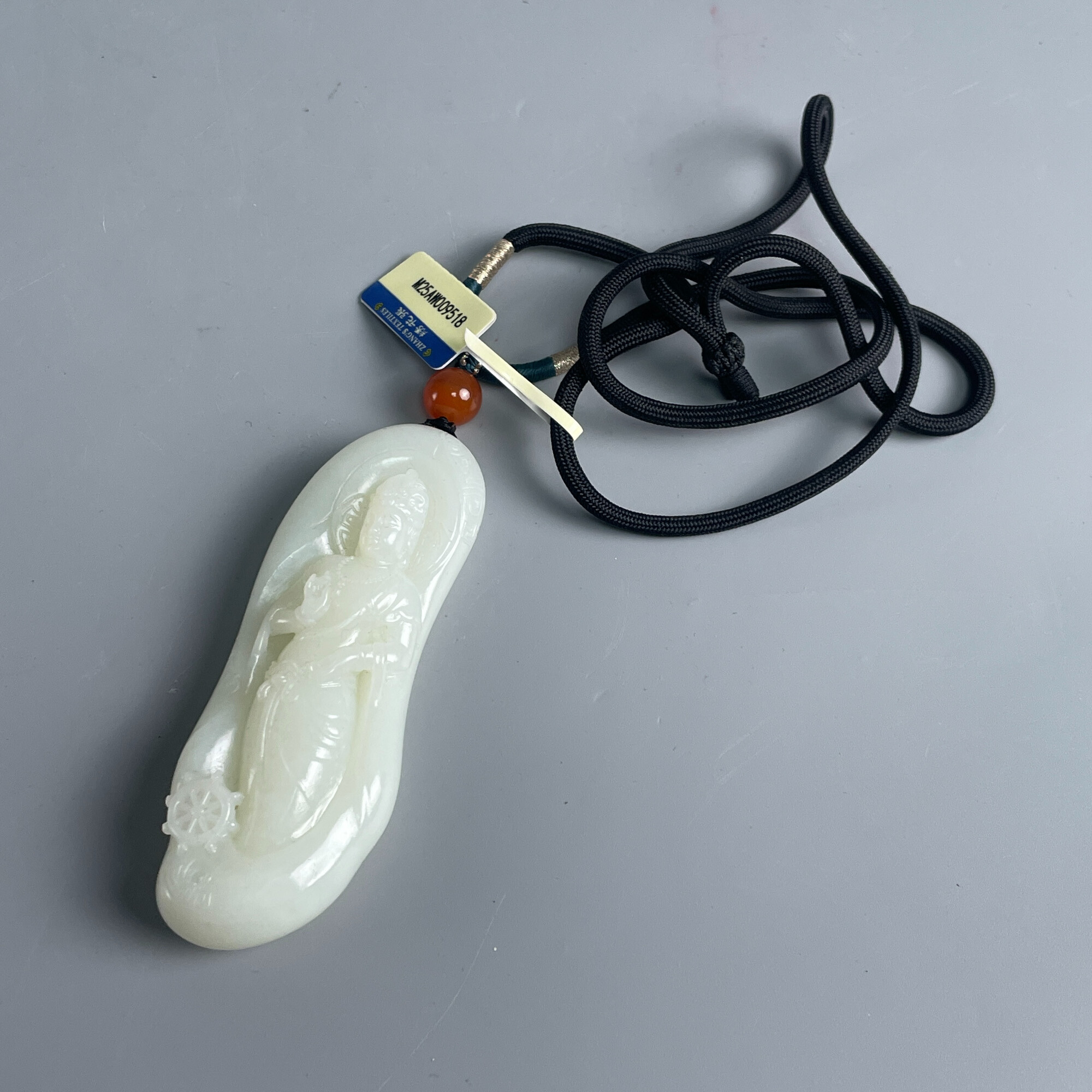 20世纪中期到后期和田白玉观音挂件-M25AW009518挂坠/摆件/绣花张