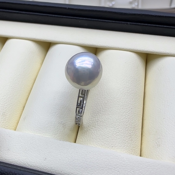 淡水珍珠未镶嵌摆件镜面光戒指10-11mm