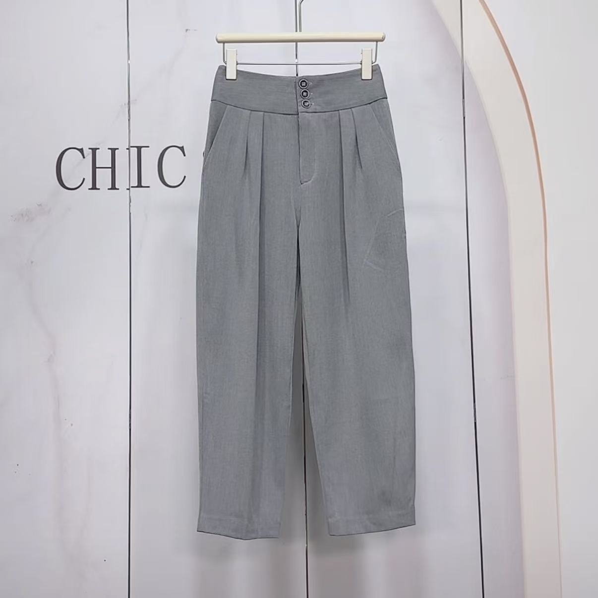 【杭州•意法】NN3344-时尚女装设计感休闲裤显瘦洋气百搭