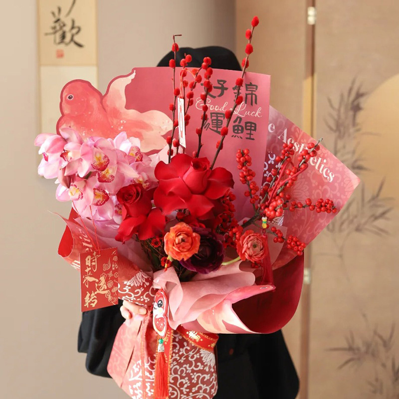 【花喜爱】网红锦鲤系列包装纸喜庆氛围感花束包花纸手工diy材料