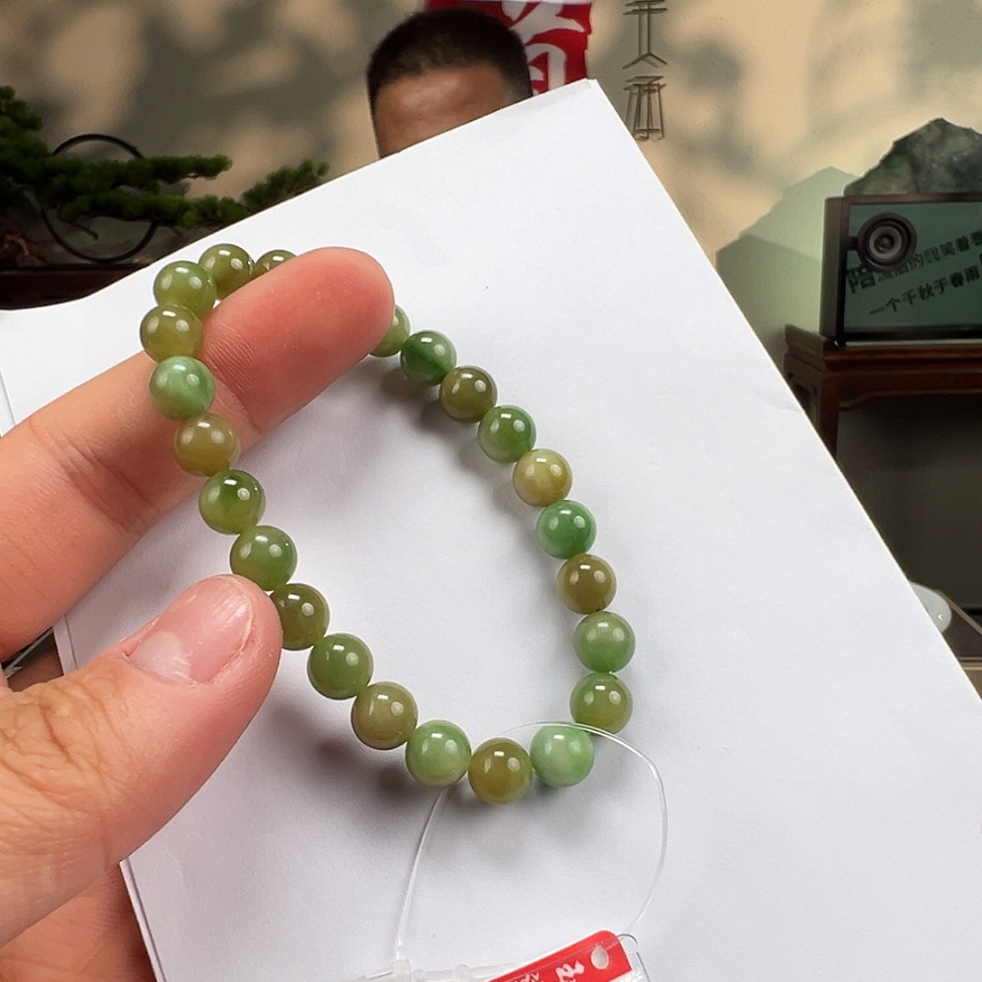 和田玉未镶嵌手链卡8mm黑阳洞