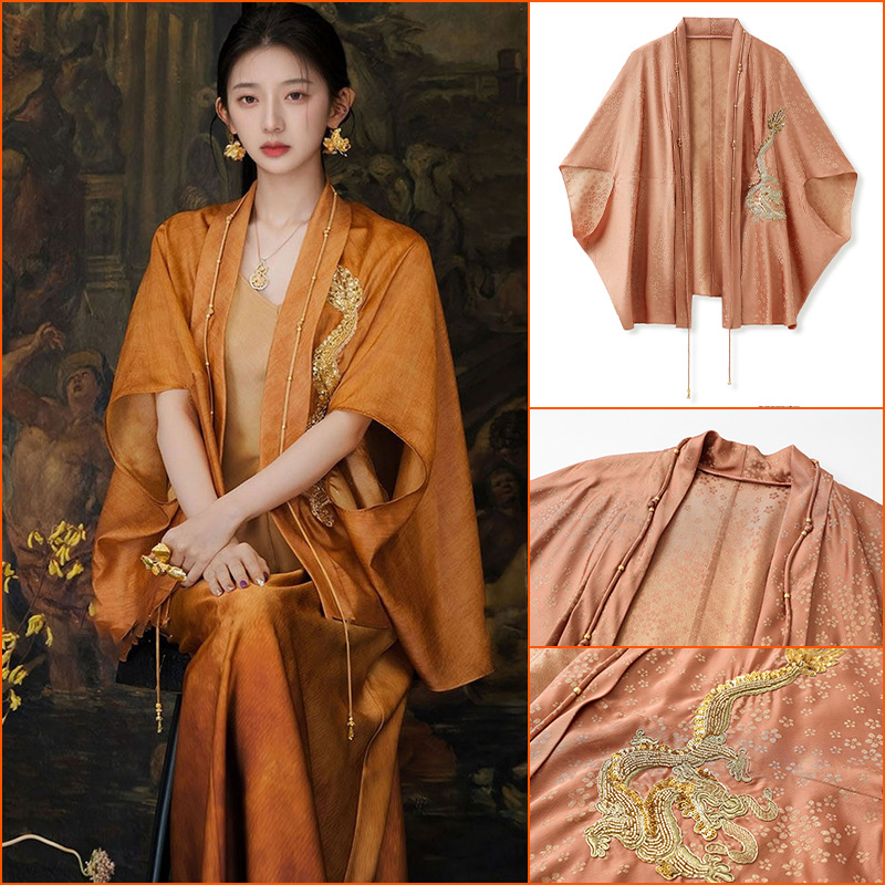 新中式复古人丝轻奢开衫2025秋季绝美优雅女神范宽松女 M6129