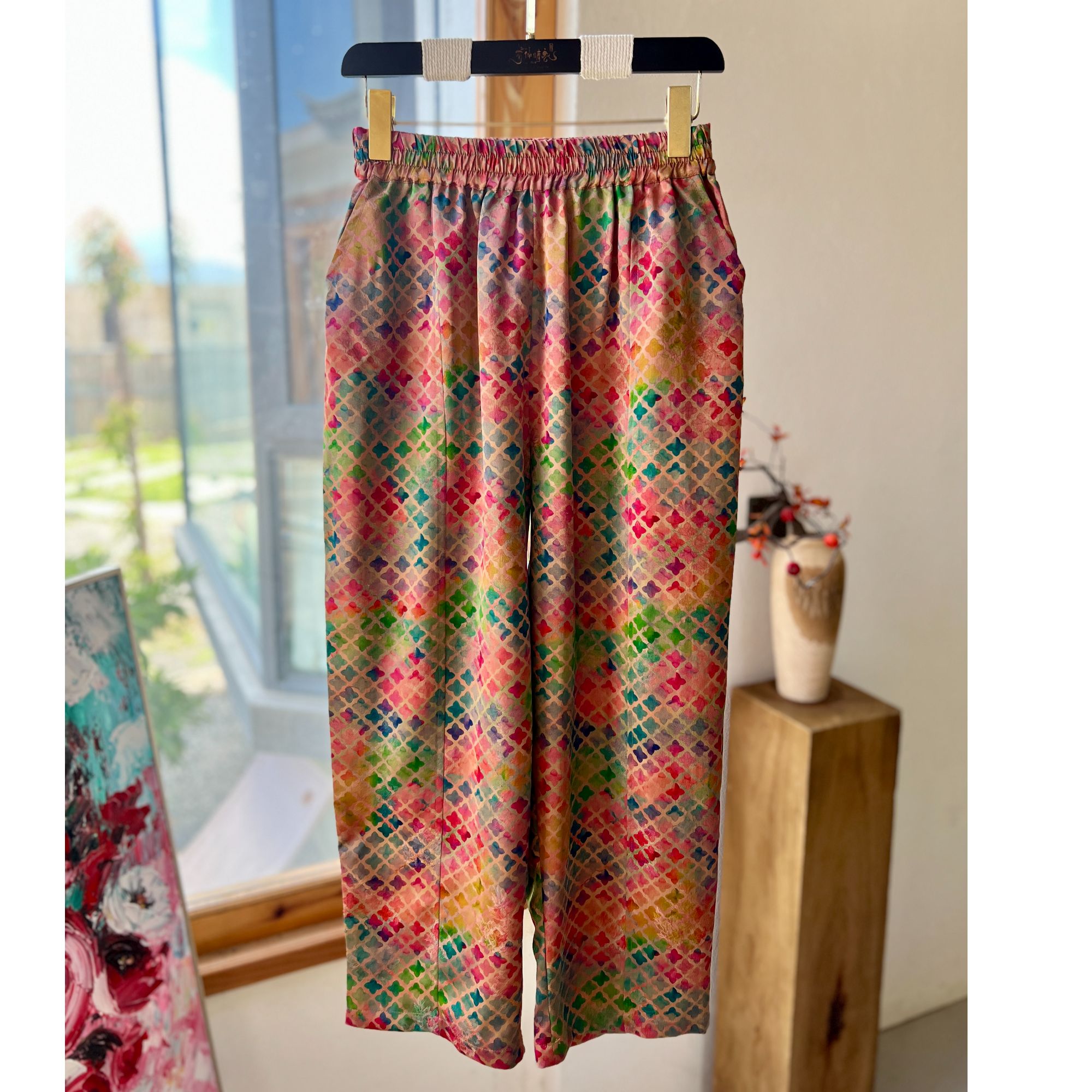  【以晴.高定】高端轻奢全丝香云纱春夏时尚长裤舒适百搭休闲松紧腰