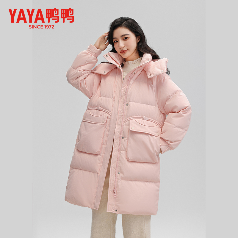 YAYA/鸭鸭运动户外宽松加厚中长款时尚羽绒服YE3B613491A