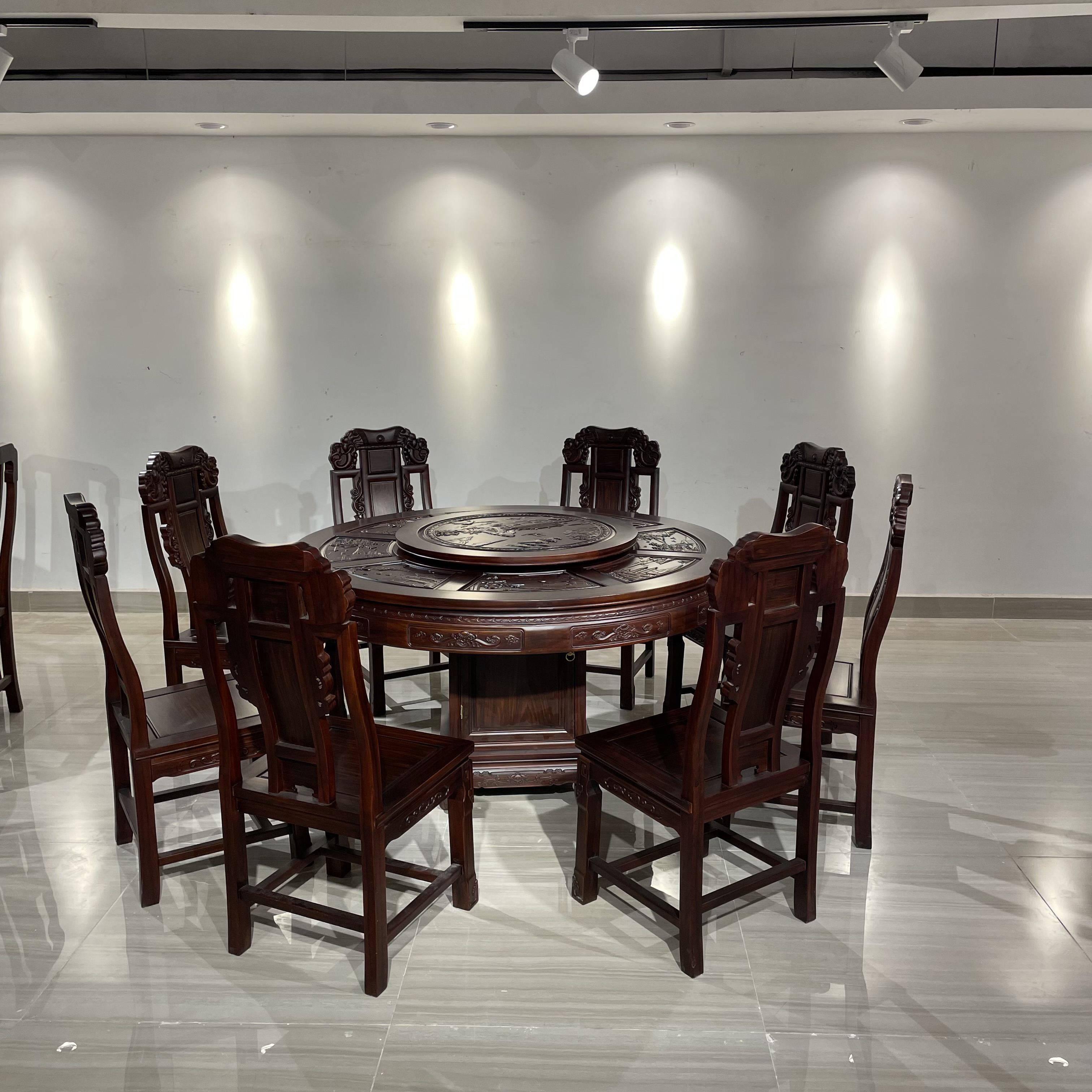 【雕花圆餐桌】酸枝圆台圆餐桌圆桌红木榫卯原木客厅家用新中式古典