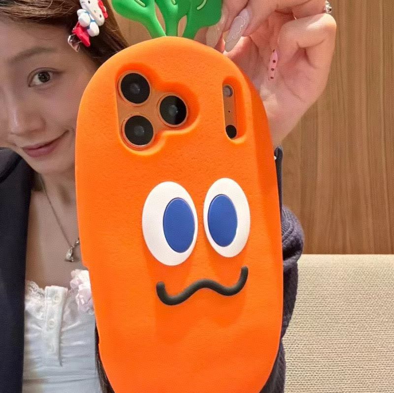 趣味立体胡萝卜硅胶壳适用于iPhone16promax手机壳15少女14可爱13