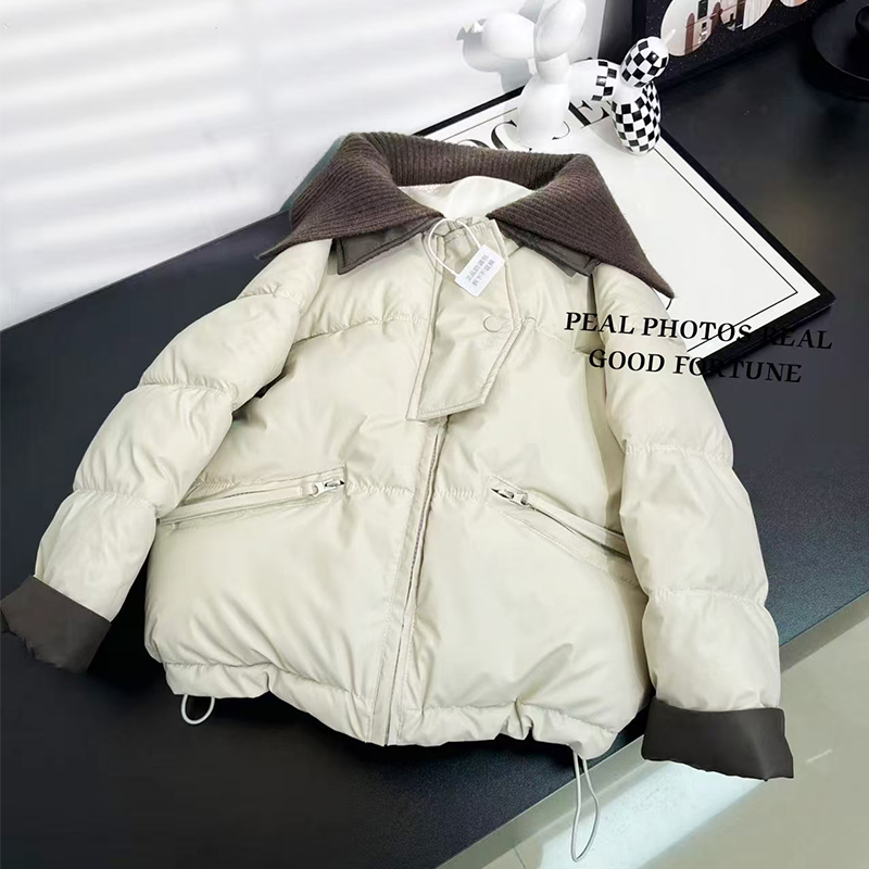 女童小羊皮棉服2025拉链女童女韩版厚款宽松纯色面包服出街冬装