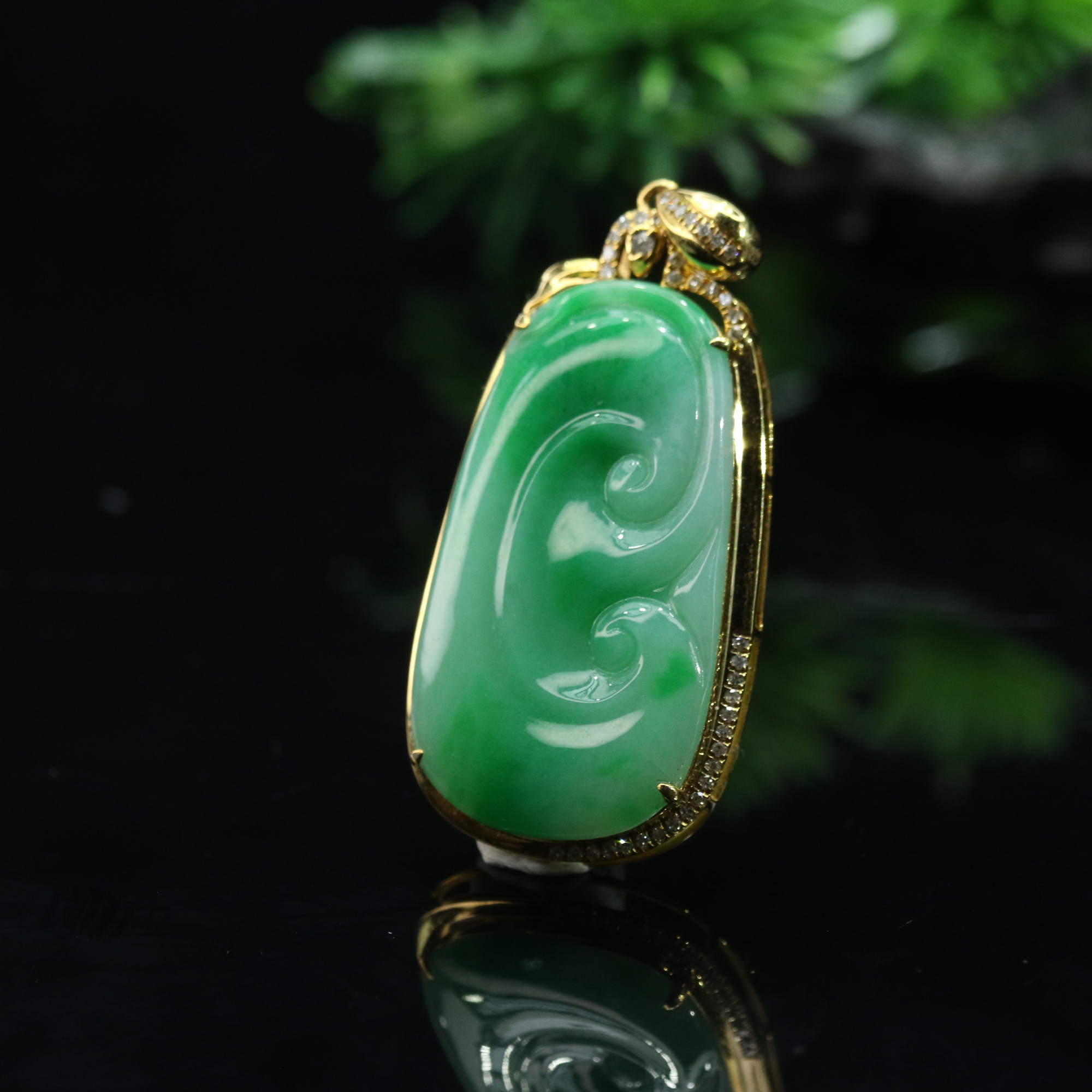 37天然缅甸翡翠A货18k绿如意/901302/北京中保拍卖