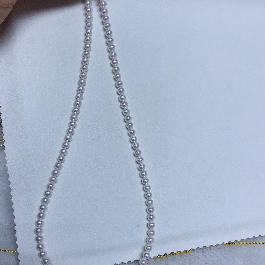 银S925镶嵌淡水珍珠项链4-5