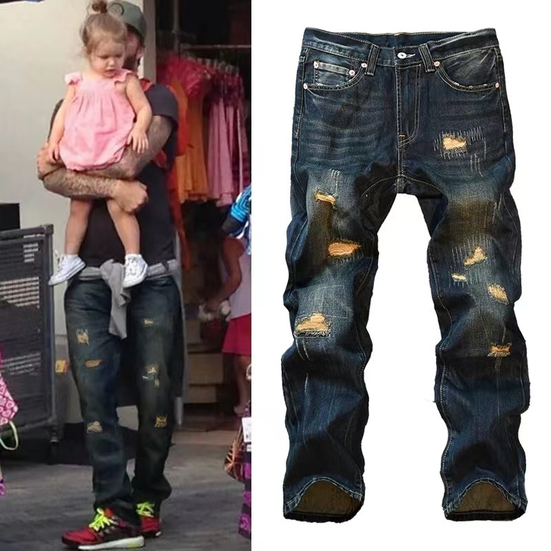 轻奢欧版修身小中通弹力高端牛仔裤男装