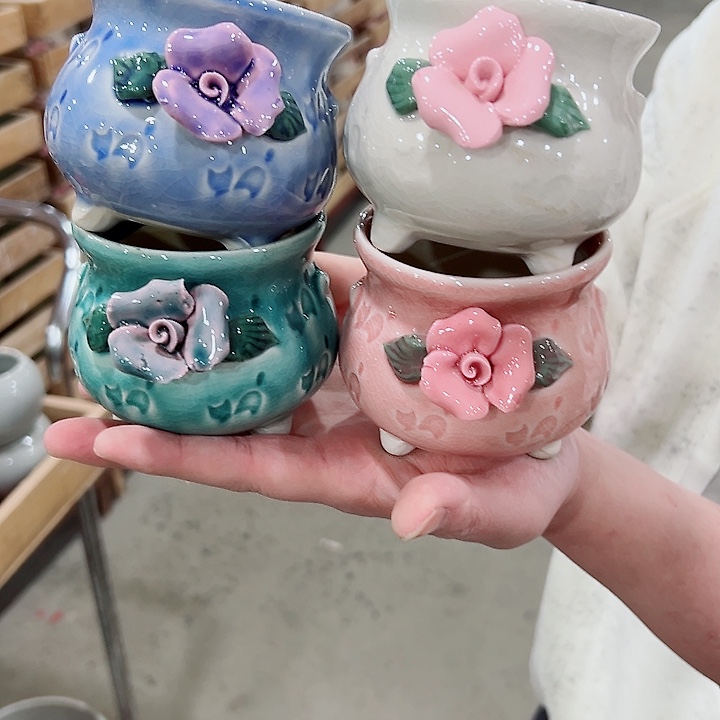 有孔.凑满10元发货多肉陶瓷花盆！