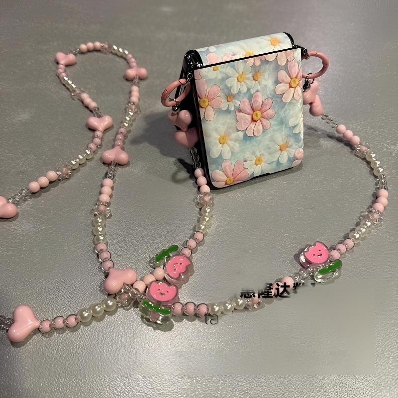 适用华为pocket2手机壳折叠屏P50Pocket晕染绿底粉花夏季新保护套