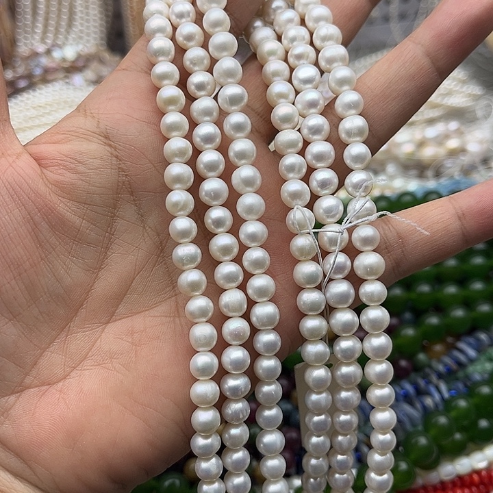 玛瑙/玉髓未镶嵌珠宝半成品半条7mm左右极光珍珠（拍2发1）