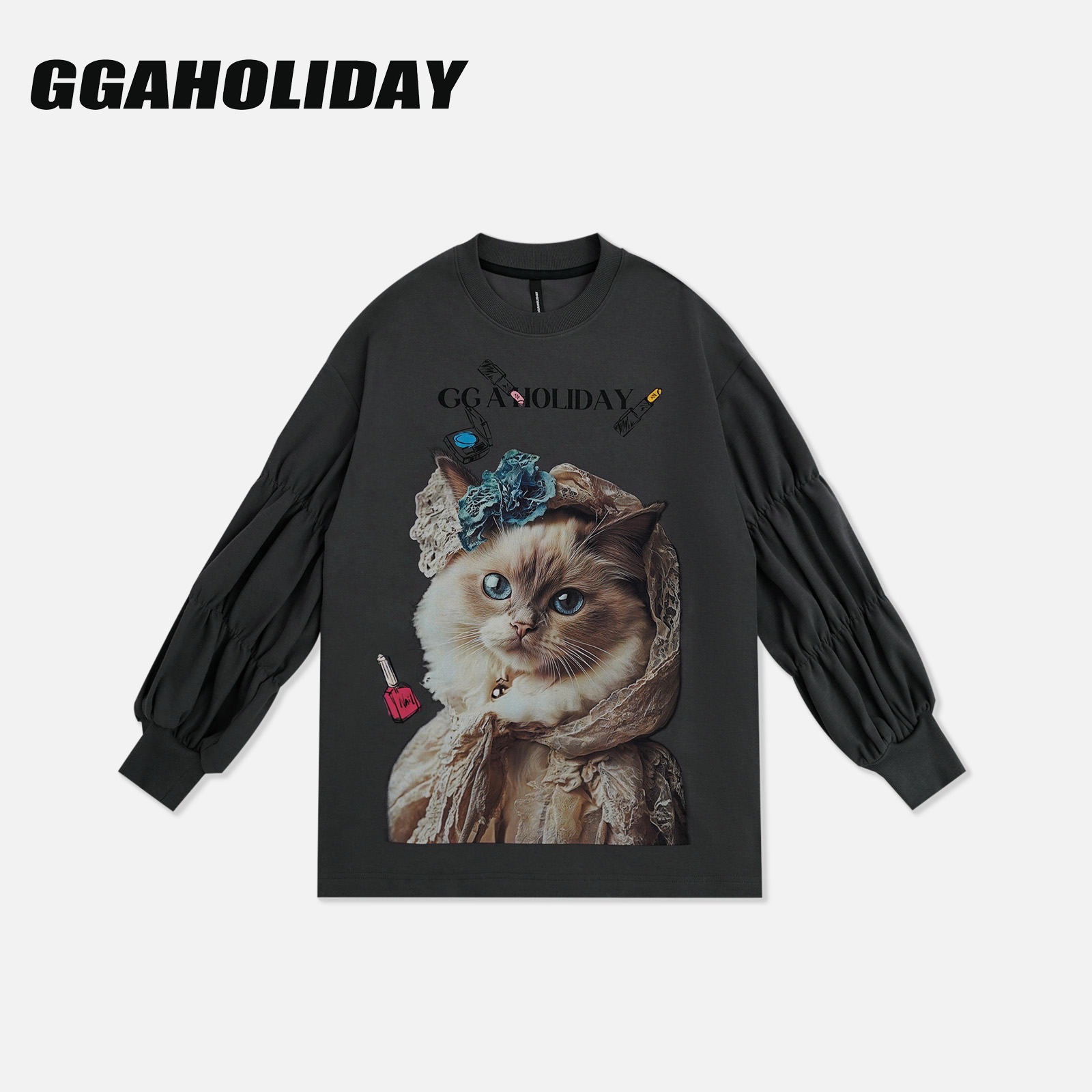 【上新】GGAHOLIDAY美式时尚休闲潮流复古百搭印花长袖卫衣-153235