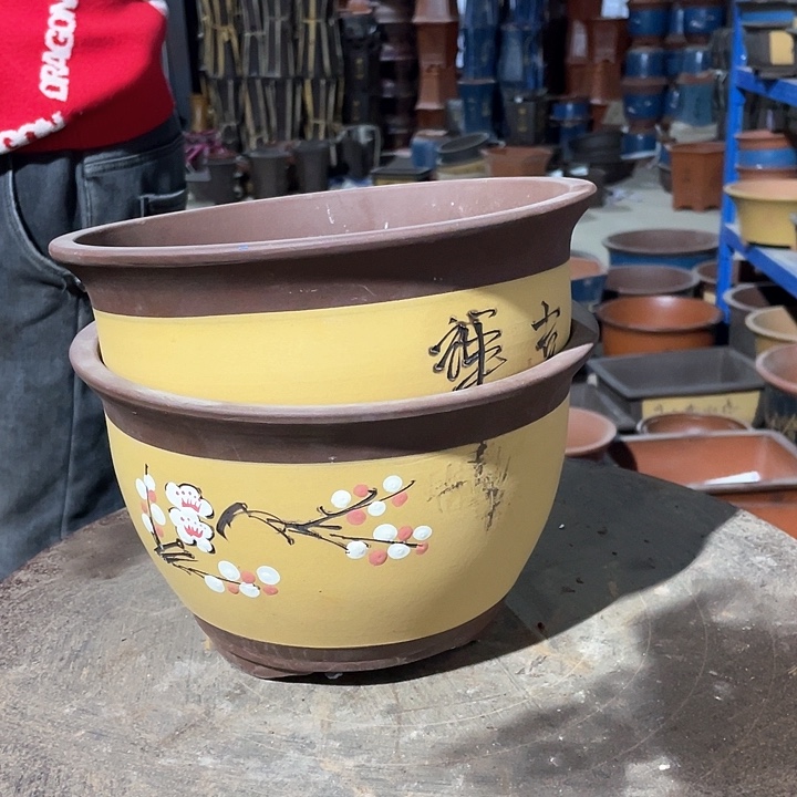 紫砂005小一对花盆