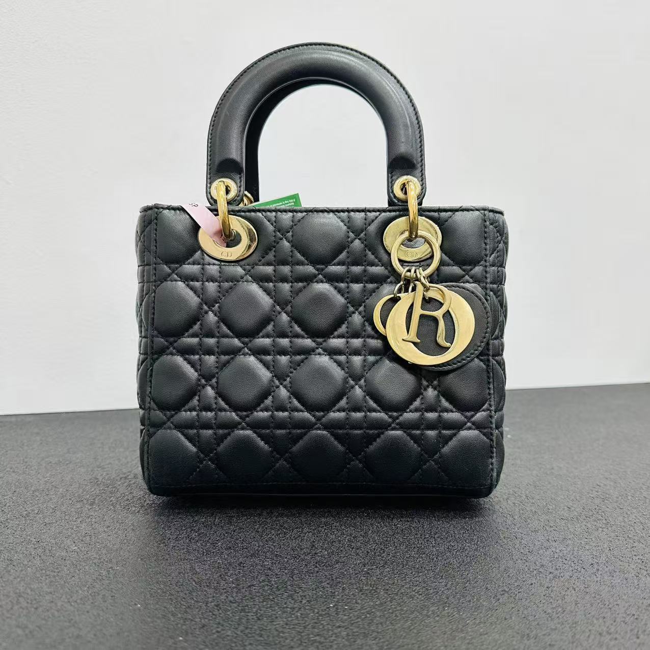 99新 DIOR/迪奥 壹所奢品/迪奥 四格戴妃 羊皮黑金斜挎包