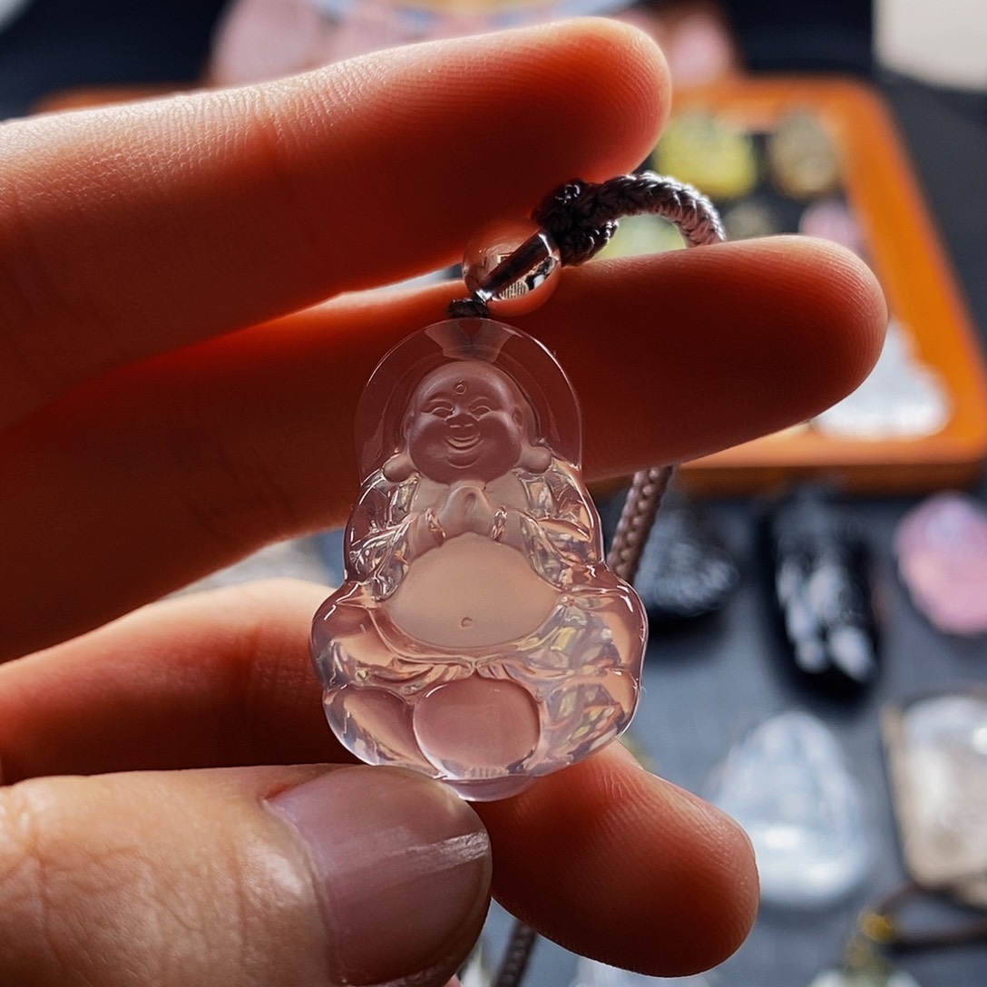 吊坠未镶嵌水晶粉水晶吊坠