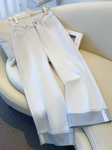 351-360冬季高腰显瘦雪尼尔阔腿裤秋冬加绒麦穗纹针织休闲裤春秋